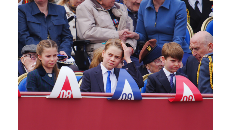 The Royal Family Watch Military Procession To Mark The 80th Anniversary Of VE Day