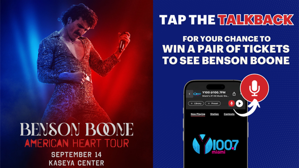 Beginning MONDAY Tap the Talk Back for your chance to win a pair of tickets to see Benson Boone on Sunday, September 14th at the Kaseya Center! 
