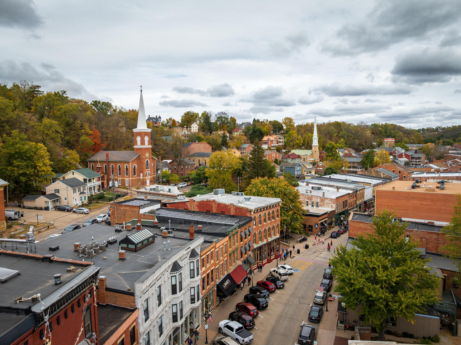 Aerial view of Galena, Illinois