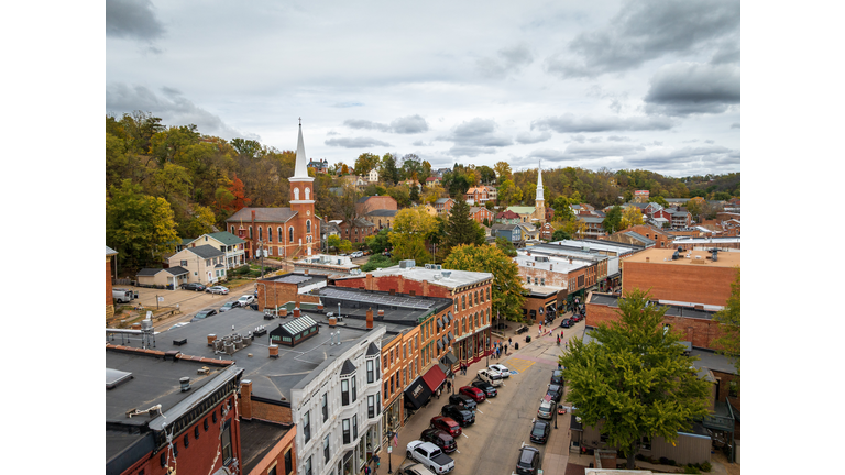 Aerial view of Galena, Illinois
