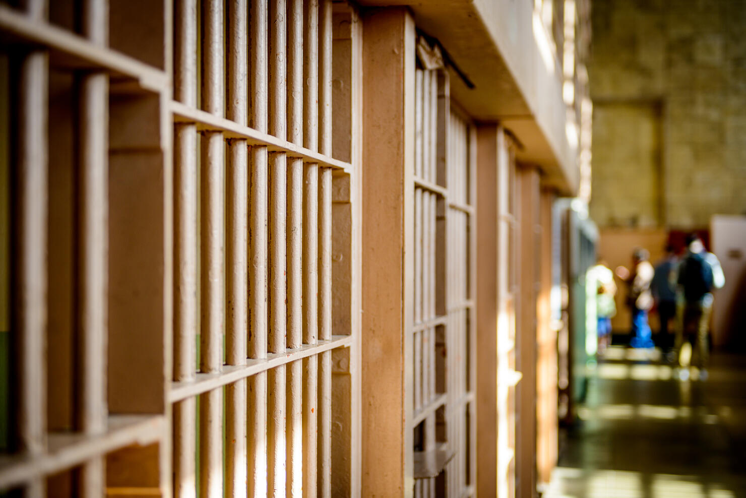 Through the prison cell bars at Alcatraz