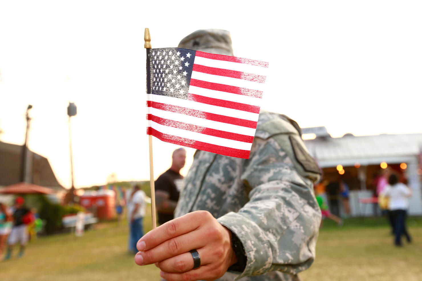 Veteran American Flag, Military Uniform, Freedom Concept: Fourth of July or Veteran's Day