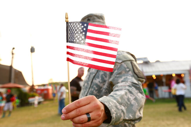 Veteran American Flag, Military Uniform, Freedom Concept: Fourth of July or Veteran's Day