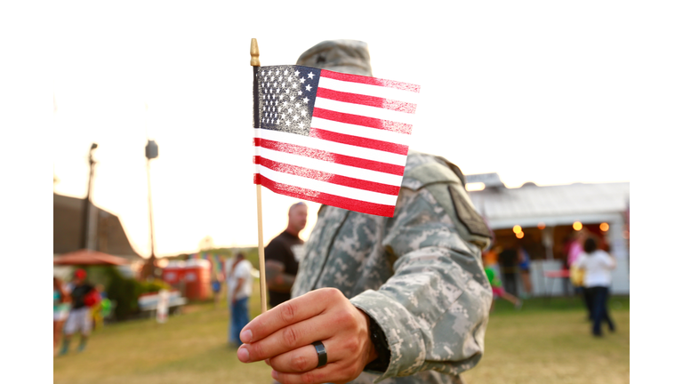 Veteran American Flag, Military Uniform, Freedom Concept: Fourth of July or Veteran's Day