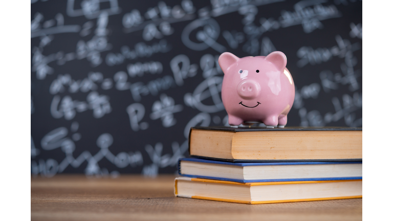 Female putting coin into piggy bank