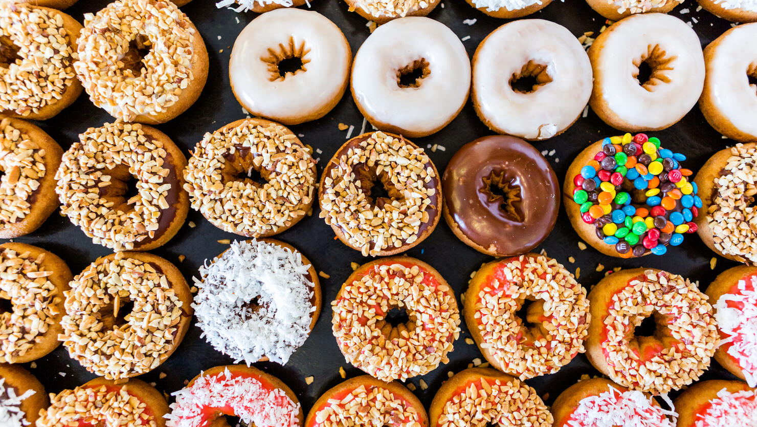 Colorful doughnuts with sprinkles and topping,Pakistan