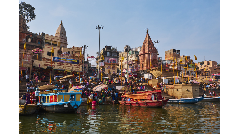 India, Varanasi (Benares), Ghats on the River Ganges