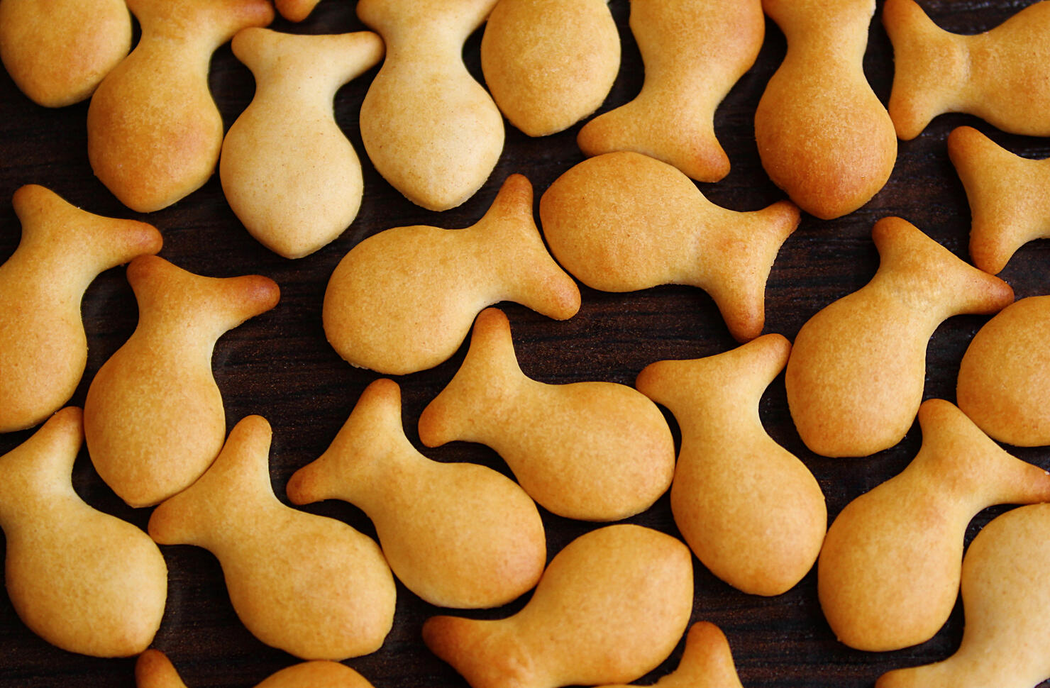 The texture is a small cracker made of cookies in the form of a fish.