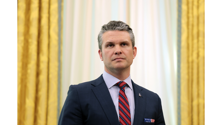 President Trump And Defense Secretary Hegseth Speak In The Oval Office
