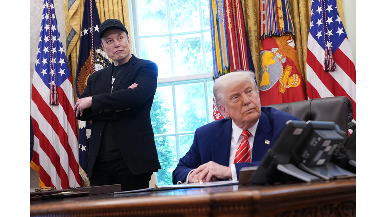 President Trump Holds Press Conference With Elon Musk in White House's Oval Office