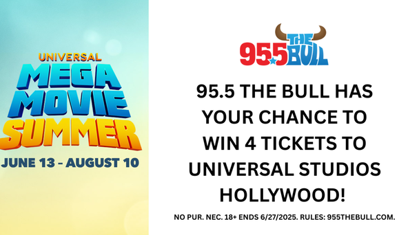 95.5 The Bull has your chance to win 4 tickets to Universal Studios Hollywood!