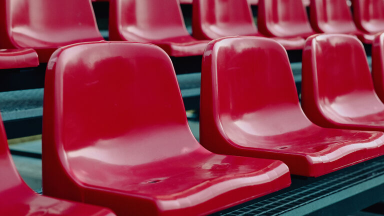 Rows of stadium seats