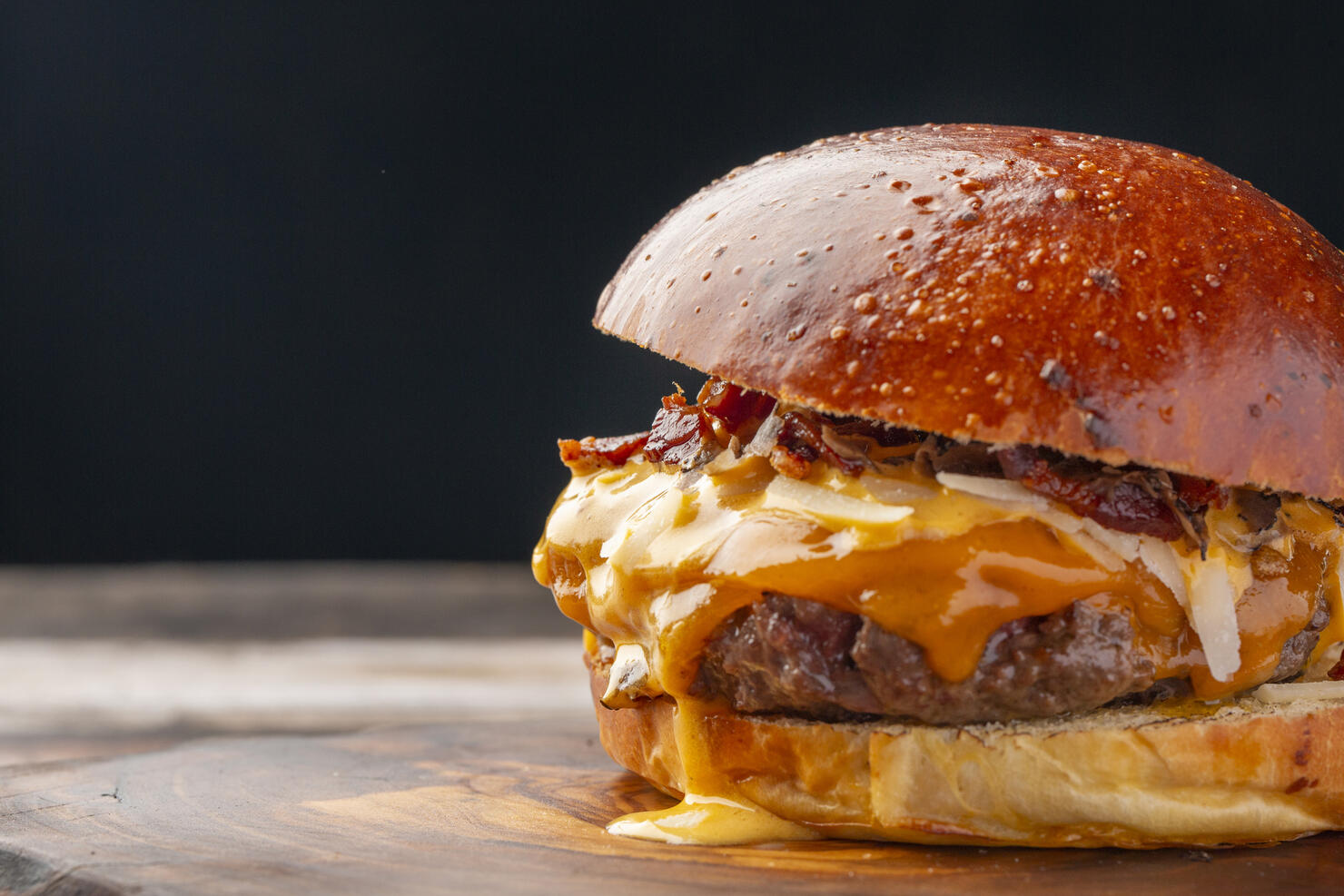 Delicious Cheeseburger with Bacon and Melted Cheese
