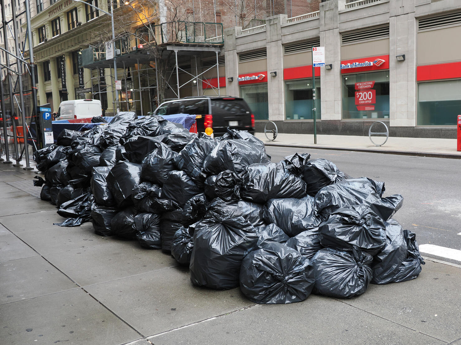 A heap of trash bags in Manhattan