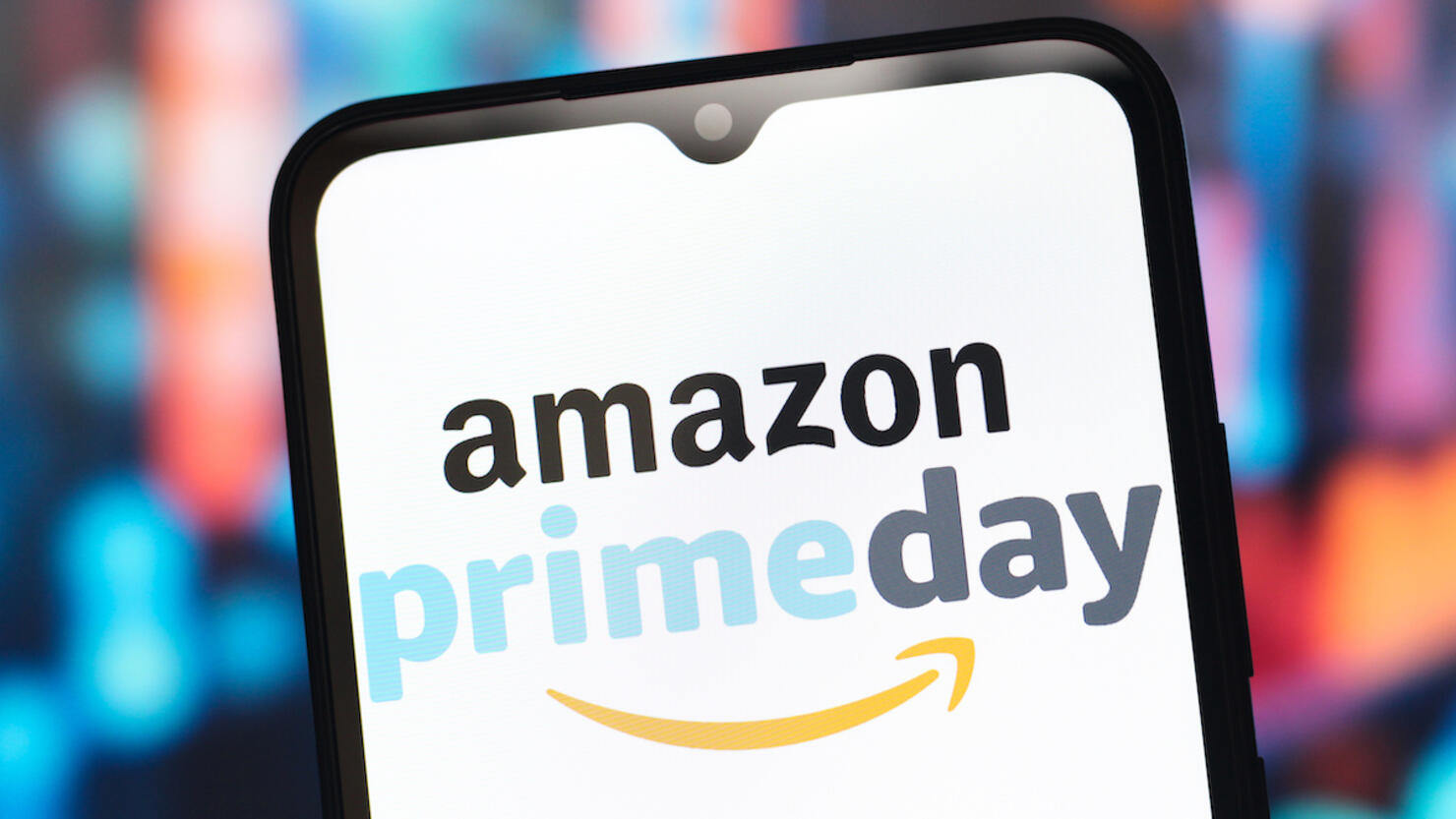 In this photo illustration, the Amazon Prime Day logo is