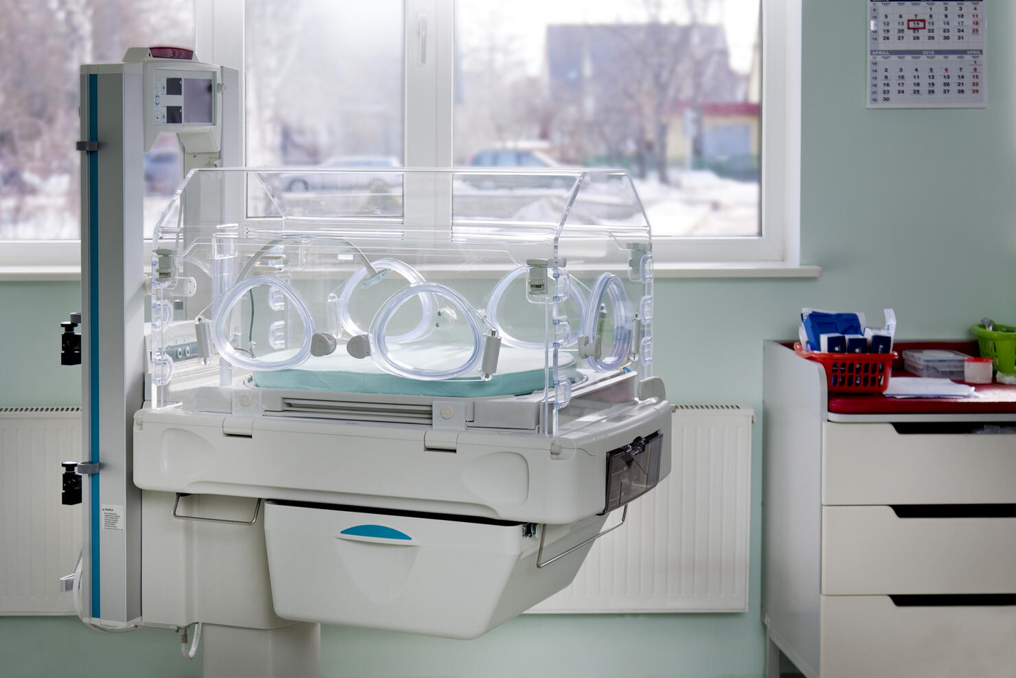 The intensive care unit, the special care unit of a children's hospital, an Incubator crib, neonatal care