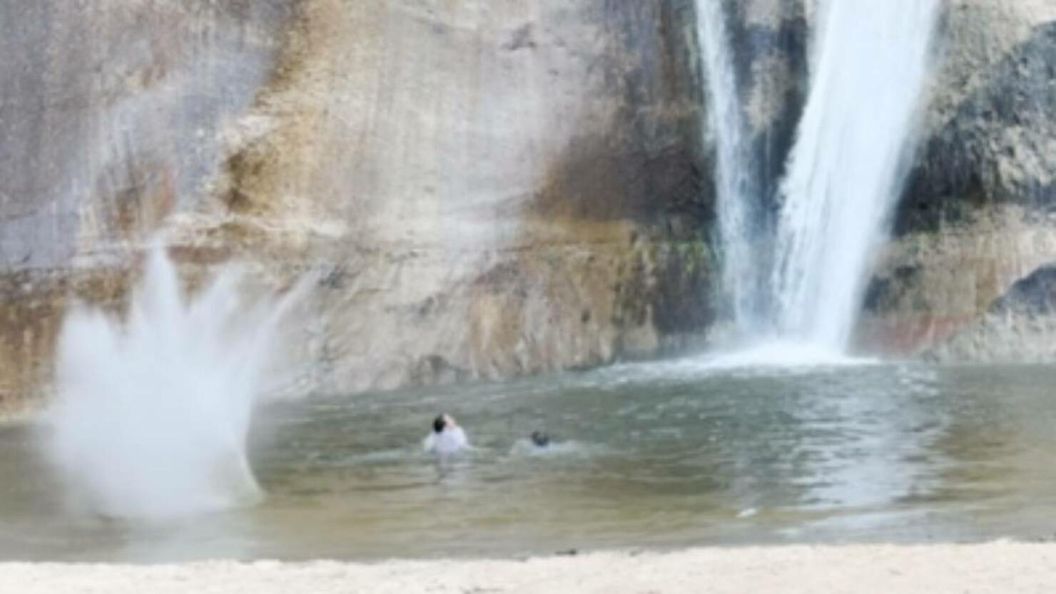 Waterfall rock fall