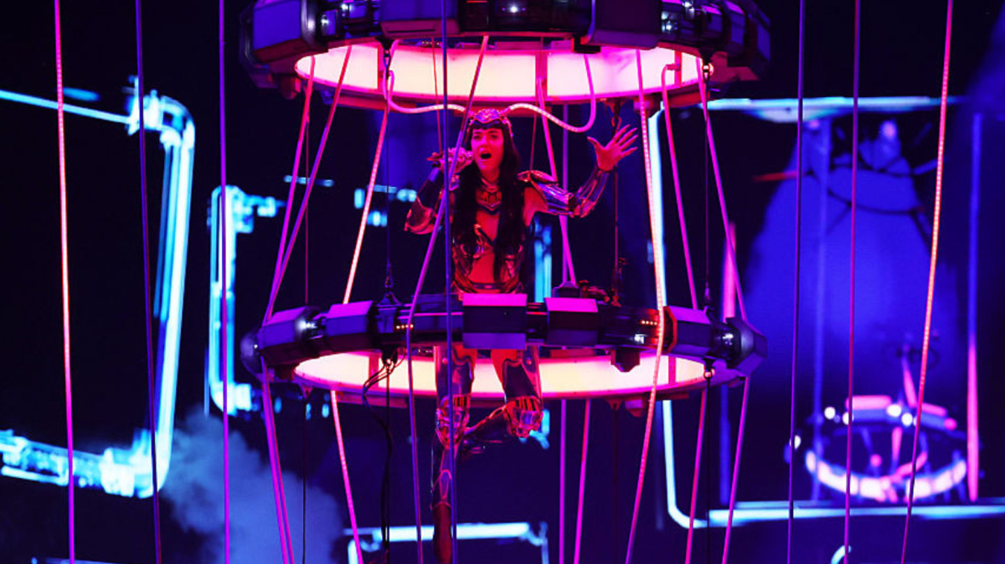WATCH: Katy Perry Nearly Falls Mid-Air During Scary Stage Prop Malfunction