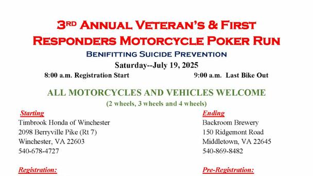 3rd Annual Veteran's & First Responders Motorcycle Poker Run