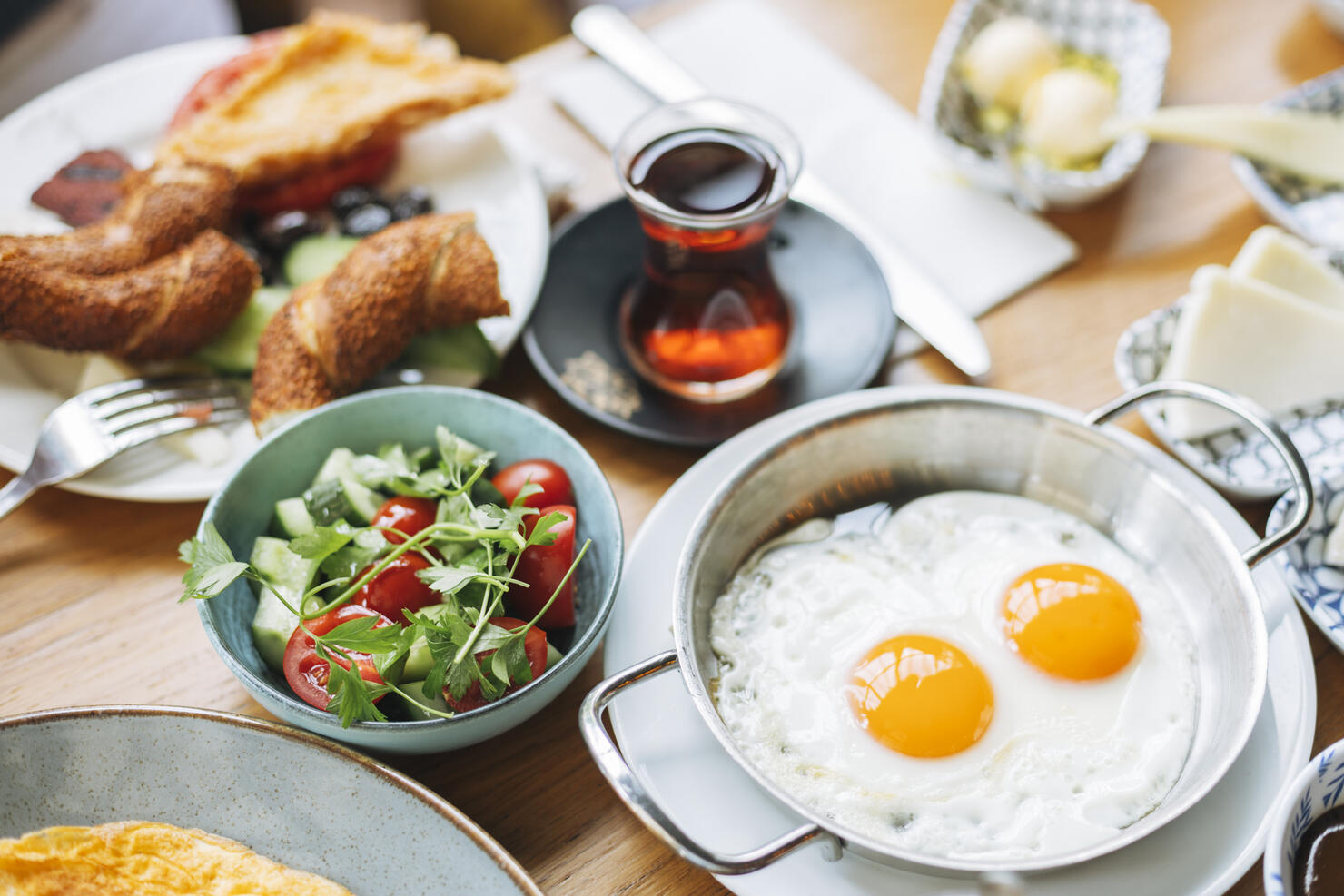 Typical brunch in a Turkish restaurant