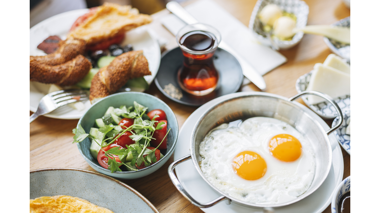 Typical brunch in a Turkish restaurant