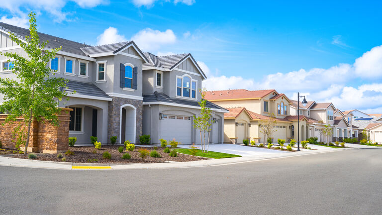 Model homes in a  row
