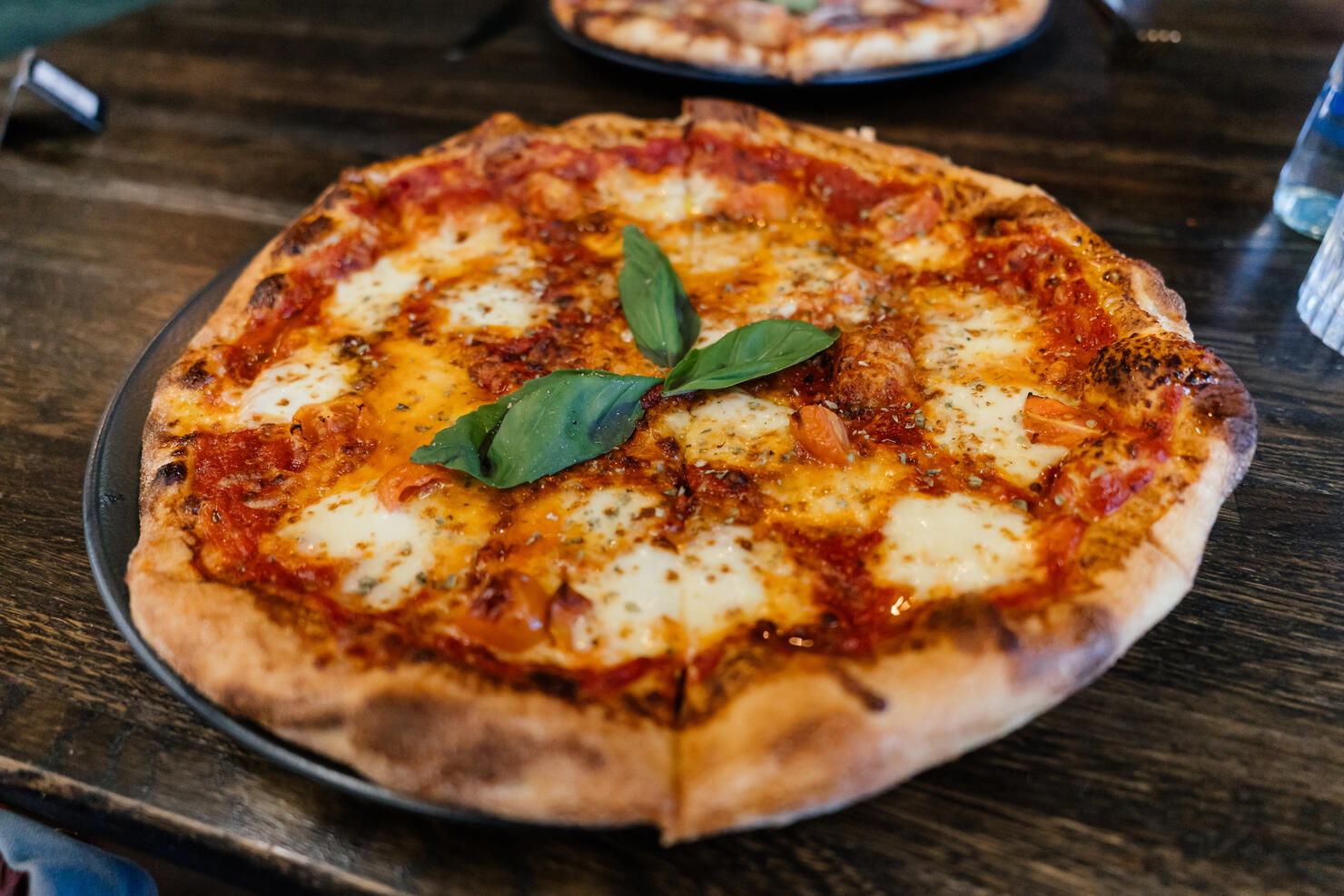 Pizza margherita on a plate