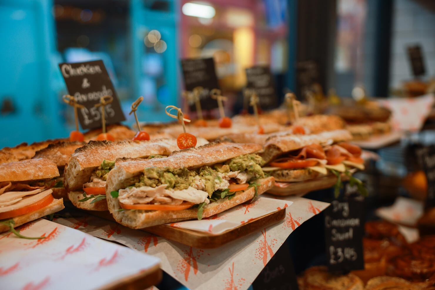 Fresh Sandwiches and Baguettes for sale at Food Market