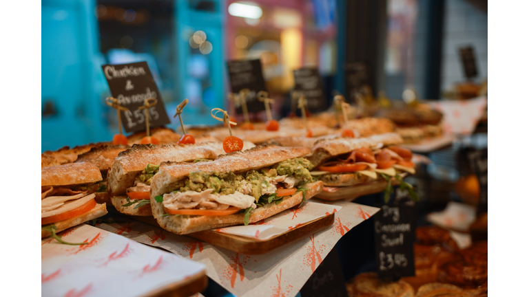 Fresh Sandwiches and Baguettes for sale at Food Market