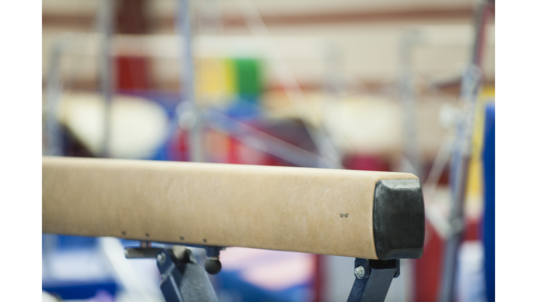 End section of balance beam, close-up