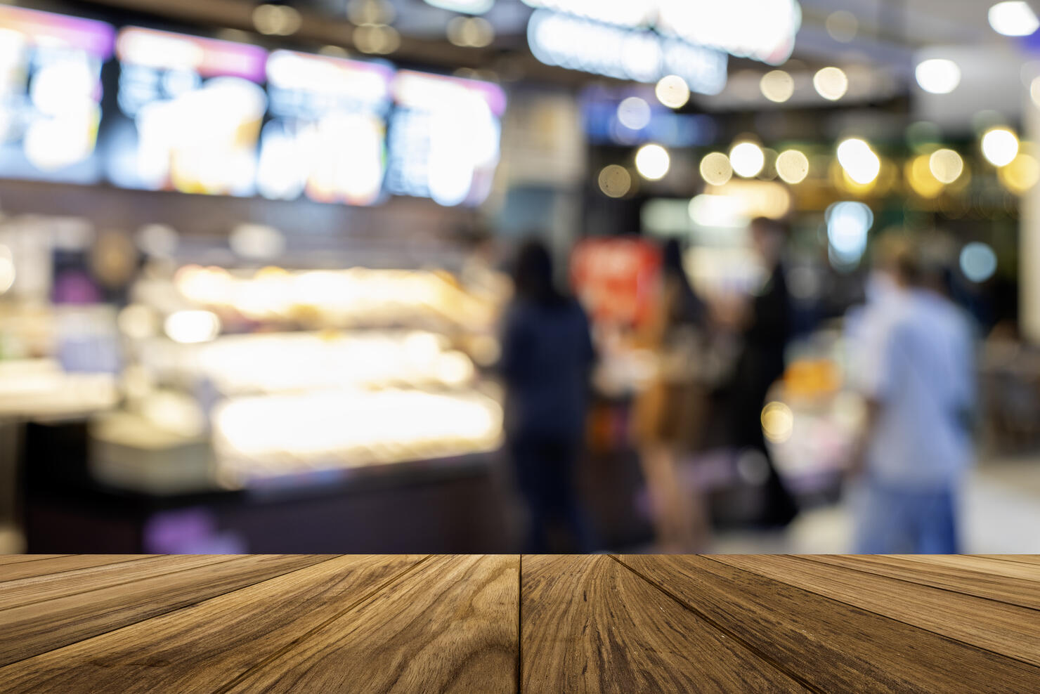 Table fast food restaurant, use for defocused background.