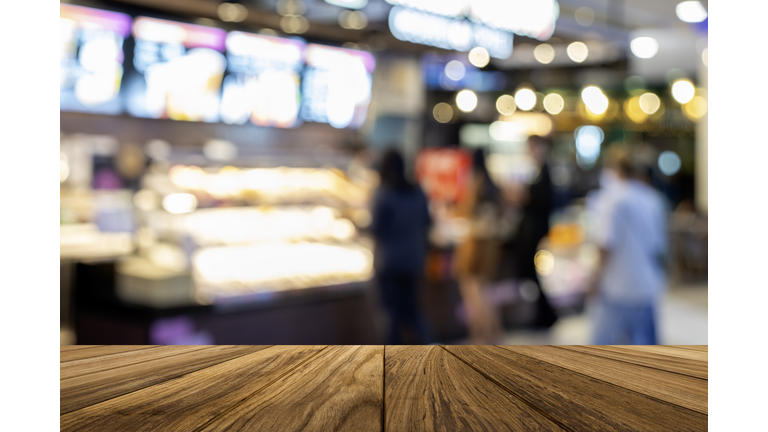 Table fast food restaurant, use for defocused background.
