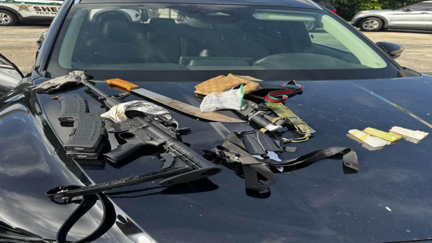 Weapons confiscated by police outside of Palm Beach Airport in Flordia