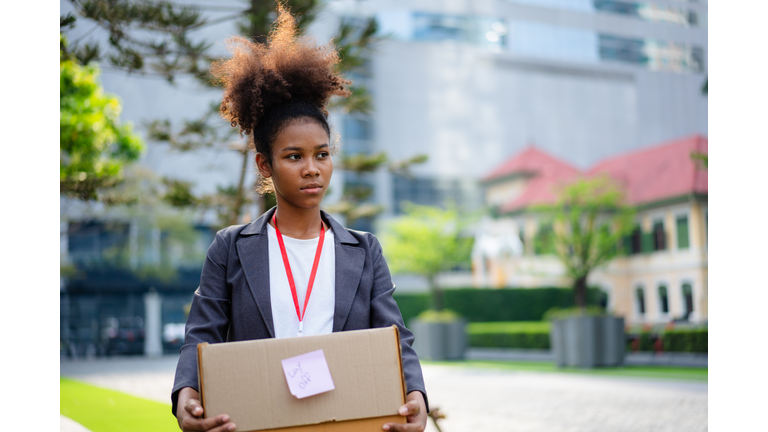 Unemployed Young businesswoman in the city