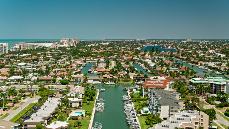 Drone Shot of Canals on Marco Island, Florida