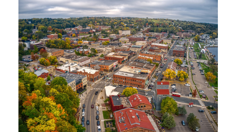 Aerial view of the Twin Cities Suburb of Stillwater, Minnesota