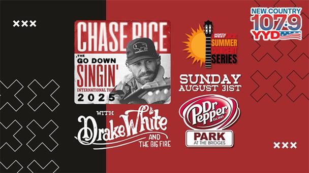 Last Chance to Win Tickets to CHASE RICE at Dr Pepper Park From New Country 107.9 YYD!