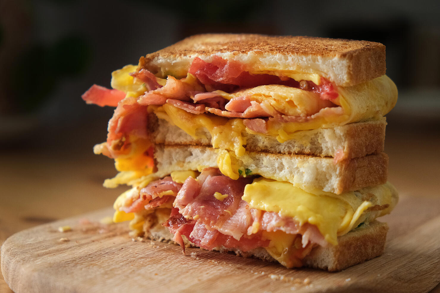 Bacon and cheese sandwich