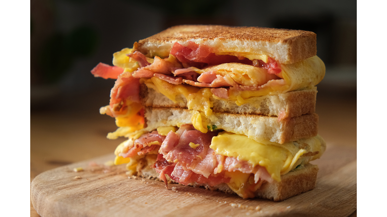 Bacon and cheese sandwich