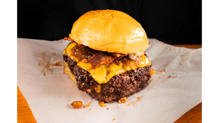 Delicious tasty smash burger ready to eat