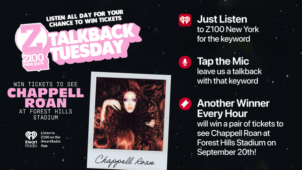 Win Chappell Roan Tickets By Listening to Z100 All Day Tuesday -  Catch the Keyword, Tap the Mic, and Leave a Talkback to Enter!