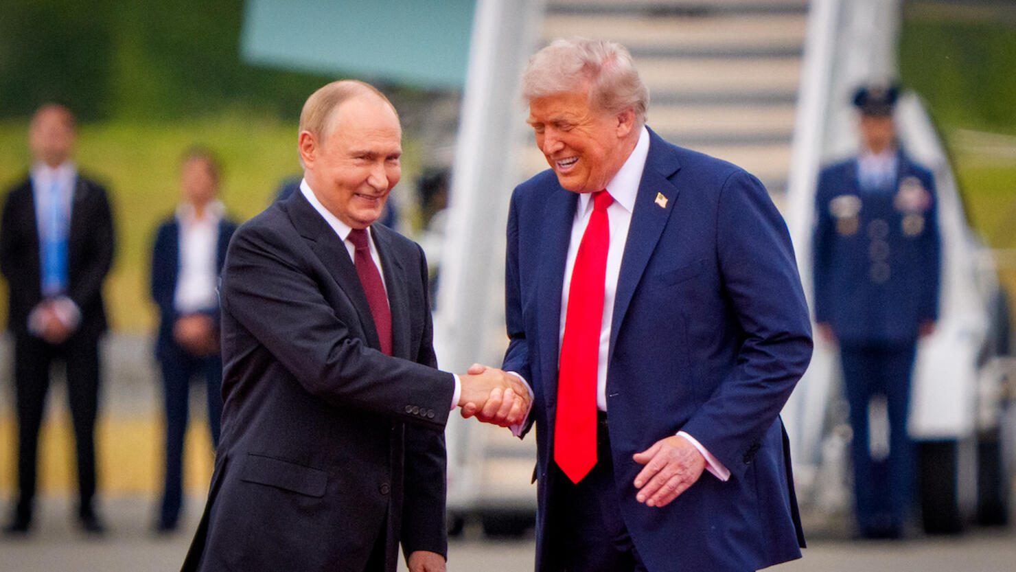 U.S. President Trump And Russian  President Putin Meet On War In Ukraine At U.S. Air Base In Alaska