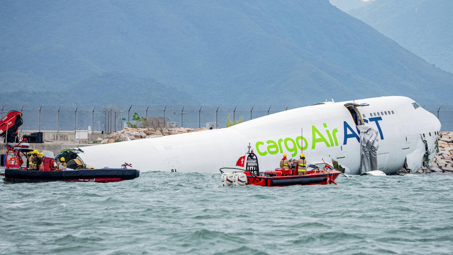 Two Dead After Cargo Plane Skids Into the Sea in Hong Kong