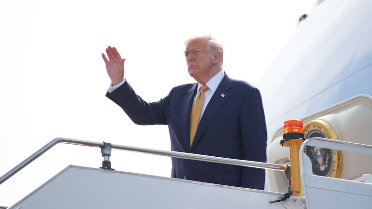U.S. President Trump Departs Malaysia En Route To Japan