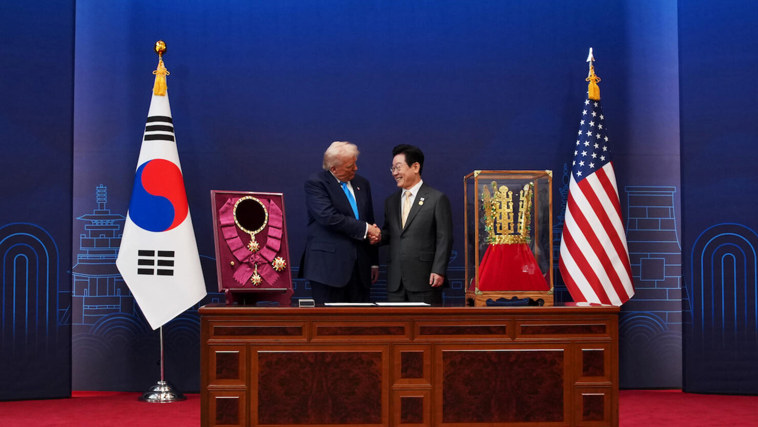 U.S. President Trump Participates In Honor Presentation During Trip To South Korea