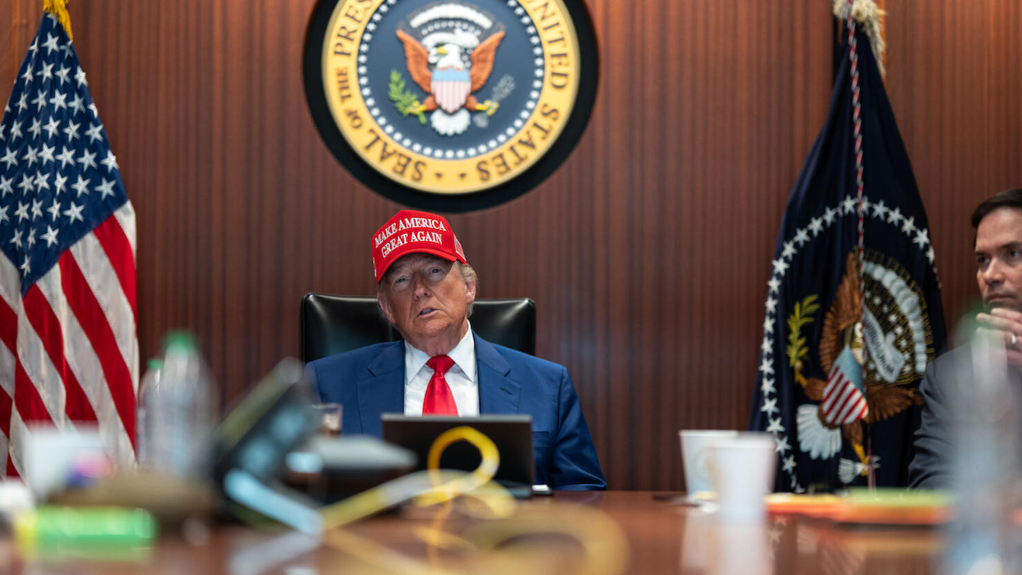 President Trump In The Situation Room During Strike on Iran
