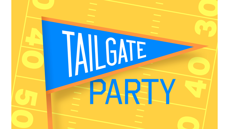 Tailgate Party Pennant Flag Cheering Football Field Background