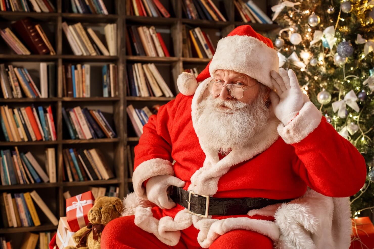 Santa Claus in the library christmas new year concept
