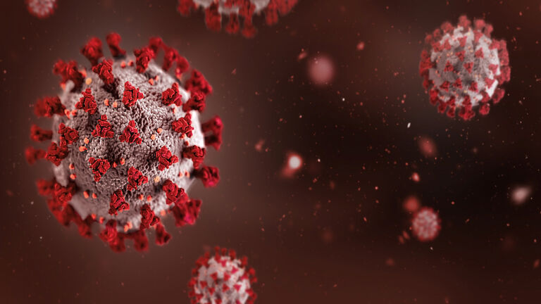 Virus in dark red background