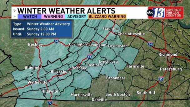 Winter Weather Advisory Issued For Our Area For Sunday Morning